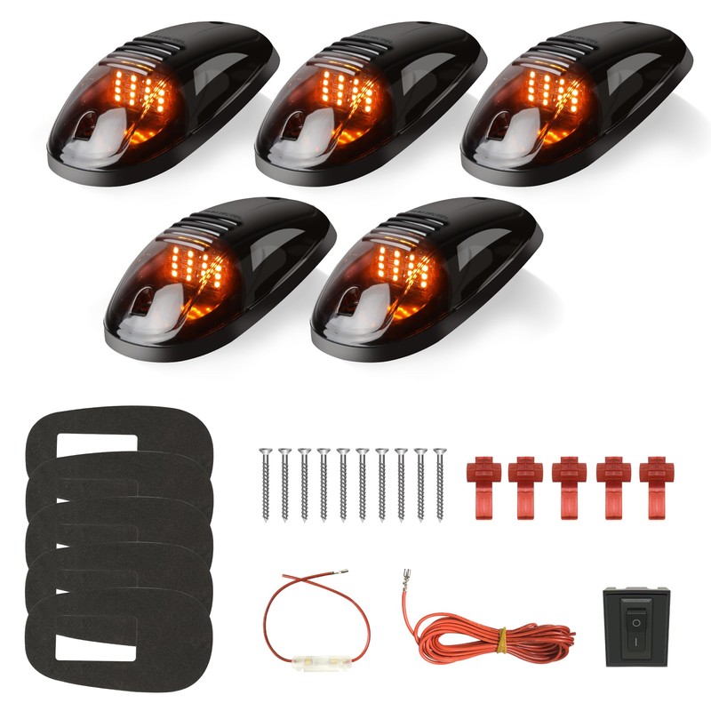 AOXLFU 5 Pack Ambe Cab Lights,16 LED 12V Top Marker