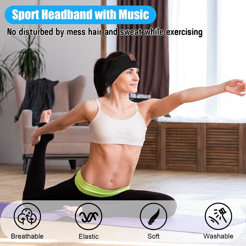 2-Pack Upgraded Wireless Bluetooth Headband for Side Sleepers, Running, Travel,