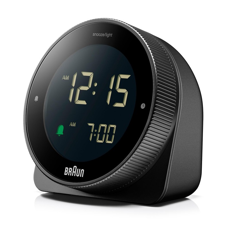 Braun Digital Alarm Clock with Snooze, Negative LCD Display, Rotating