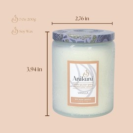 ANIKUNÍ, Soy Wax Candle with Vanilla Scent, 7oz, Natural Essence, Long Lasting, Reusable Glass Jar, Eco-Friendly Home Decor, Relaxing Gift for Home Spa, Vanilla Aromatherapy Candle