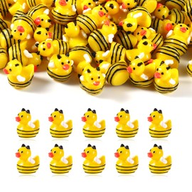 lasuroa Mini Resin Ducks, Small Resin Figures Little Duck Set Tiny Miniature Ducks Mini Resin Bees Mini Resin Duck Figures for Garden Landscape Dollhouse Ornament Potted Decorations