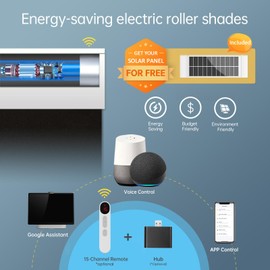 DENFOON Motorized Blinds with Remote, Thermal Blackout Electric Automatic Shades with Solar Panel, Black, 29×72