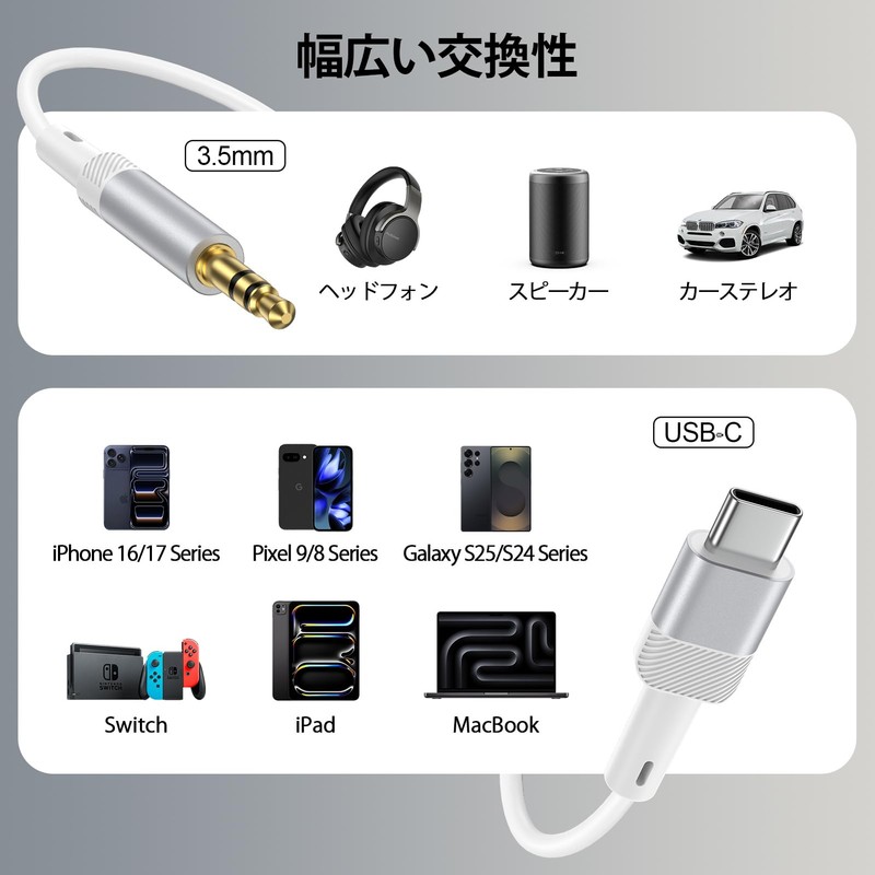 Lightning Audio Cable HiFi Sound Quality 3.5mm Male AUX Cable