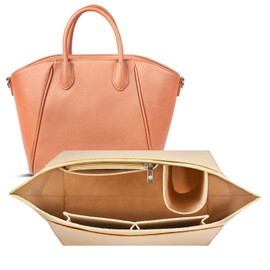 MOSTFUN Bag Organiser for Longchamp, Felt Handbags Organiser with Multiple Pockets, Large Capacity Bag Insert Organiser, Bag Organiser for Longchamp Carry Bag (Beige, M)