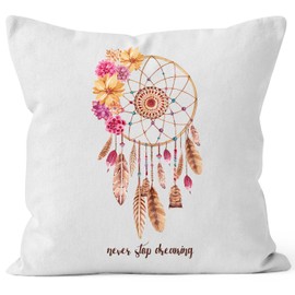 Autiga Cushion Cover Dream Catcher Flowers Flower Dreamcatcher Boho Bohamian Watercolour Cushion Cover Decorative Cushion White One Size