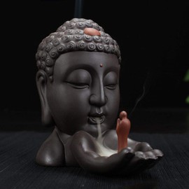 YYW Backflow Incense Burners Buddha Ceramic Waterall Incense Burner with Incense Cones & Incense Sticks Incense Holder Aromatherapy Ornament Yoga Meditation Accessories Office Home Decor