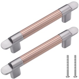 TRUSTMI Cabinet Pulls 10 Packs 4-Inch Hole Center Solid Metal Bathroom Kitchen Furniture Hardware Vanity Drawer Handles, Brushed Nickel and Rose Gold