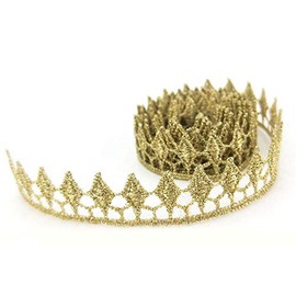 EORTA 4 Yard Gold Embroidery Lace Trim Ribbon, Fabric Trimming Sewing Embossed Lace Ribbon for Wedding Bridal Dress DIY Craft Costume, A