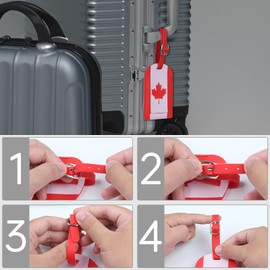 Anyos 4 Packs Luggage Tag, Durable PU Leahter Luggage Tags for Suitcases with Name ID Card Privacy Protection Travel Name Tag Baggage Tags (Canada)