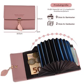 MoFut Women's Card Holder with Coin Compartment, Credit Card Holder, Women's RFID Blocker Wallet, Small, Credit Card Holder Made of Smooth and Soft Synthetic Leather, Credit Card Women with Many