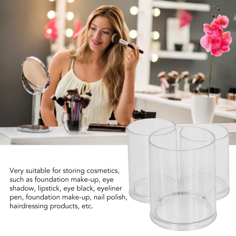 Clear Round Plastic Makeup Container Transparent Cylinder Makeup Brush Holder