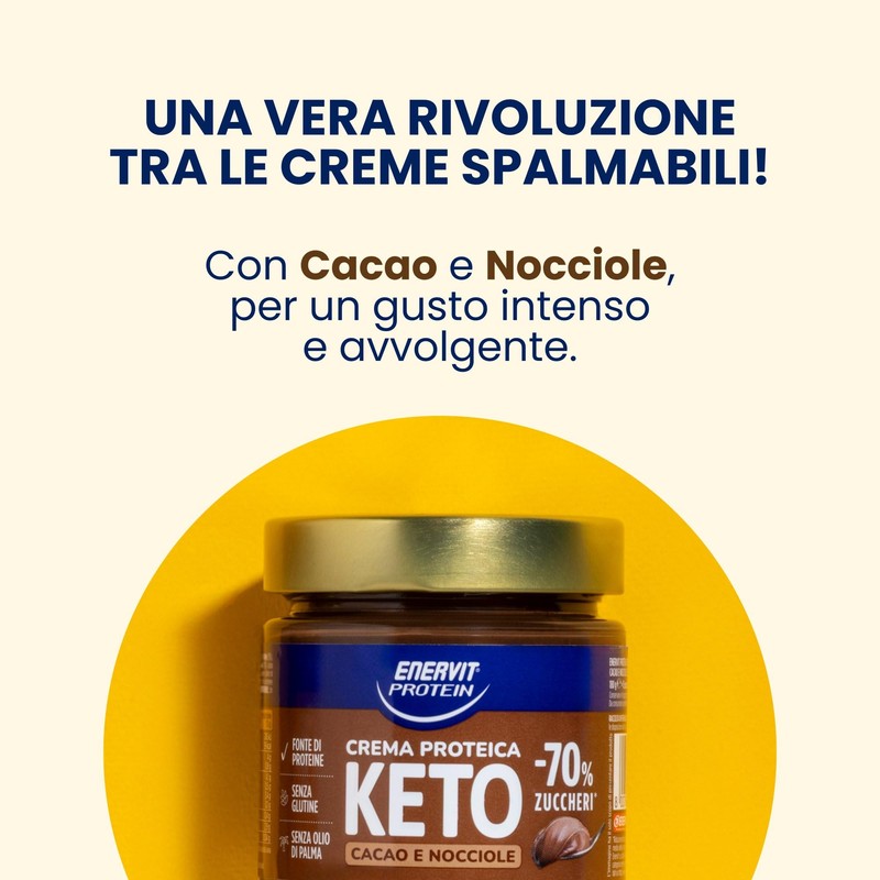 Enervit, Protein Cream Keto Cacao e Nocciole, -70% di Zuccheri,