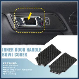 INFINAUTO 2pcs Carbon Fiber Inner Door Handle Bowl Cover Interior Accessories for Ford for Mustang 2015-2020 Black Stylish Design