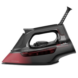 CHI Steam Iron for Clothes, 300+ Holes for Powerful Steaming, Temperature Dial, 1700 Watts, XL 10’ Cord, Auto Shutoff, Lava Infused Ceramic Soleplate, Black (13130)