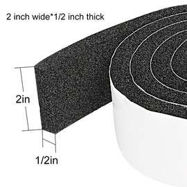 2 Rolls 2 Inch W 1/2 Inch T Weather Stripping Air Conditioner Open Cell Foam Seal Tape, Window Insulation High Resilience Seal Strip for Doors Window,Total 11FT
