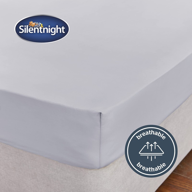 Silentnight Cotton Rich Single Fitted Sheet - Silver Grey 28cm