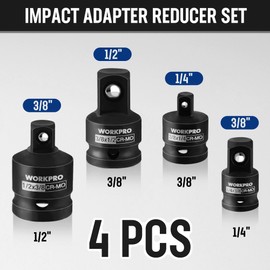 WORKPRO 7 Pieces Impact Socket Adapter Set, Includes 3 Pieces 1/4" Hex Shank Drill Extension Set (1/4", 3/8" and 1/2") and 4 Pieces Impact Socket Adapter and Reducer Set