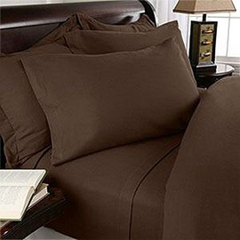 Solid Chocolate 800-Thread-Count 100%Egyptian Cotton 4-Piece King Size Sheet Set 24'' Deep Pocket