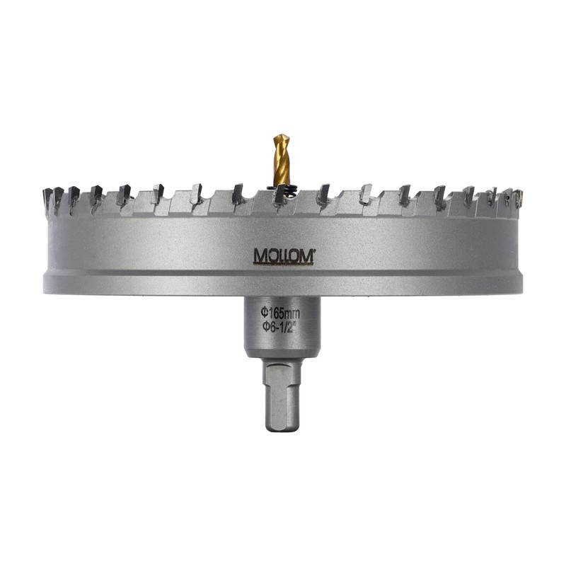Mollom (6-1/2''|165mm) Heavy Duty Carbide Hole Saw with 2 Pilot