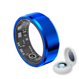 Smart Ring Health Tracker - Fitness Sleep Heart Rate Blood Oxygen Tracker Smart Ring for Men and Women,IP68 Waterproof Level Bluetooth Fitness Tracker Rings - Free APP (Blue, 12)