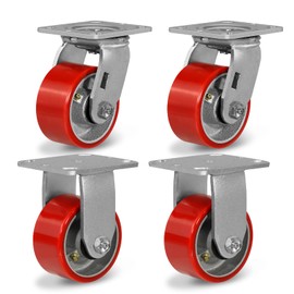 NINOSO 4" Caster Wheels, Heavy Duty Casters Set of 4 with Load 3200lbs Capacity for Workbench,Tool Box,Dolly, Platform Truck (2 Swivel & 2 Rigid)