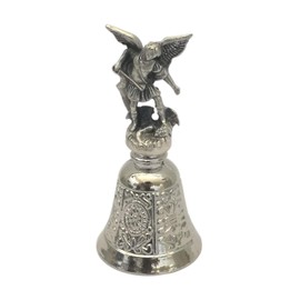 Eurofusioni Liturgical Bell - Silver plated Saint Michael the Archangel, Guardian Angel for Protection against demons and evil spirits - H 2,9 in