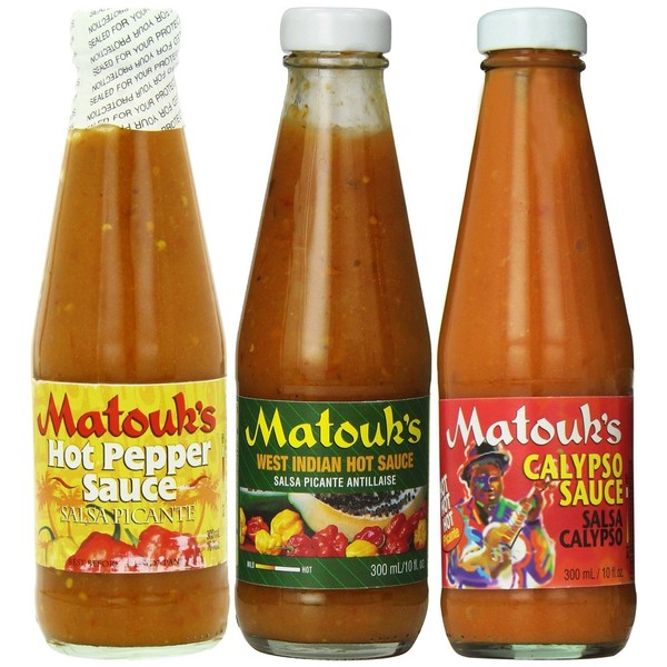 Matouk's Hot Sauce Combo-Calypso, West Indian & Hot Pepper Sauce(Pack of 3)