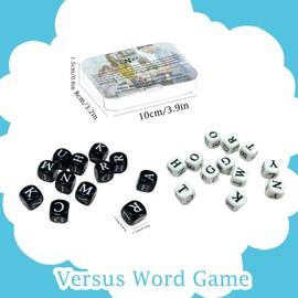Crossword Solitaire Game, Fun Word Combination Games, Crossword Dice Game, Crossword Solitaire Dice Game with 24 Dice Letters & Case, Word Game for Camping