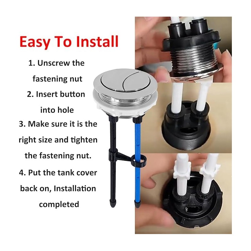 58mm/2.28inch Toilet Tank Button 20cm Extended Dual Push Flush Toilet