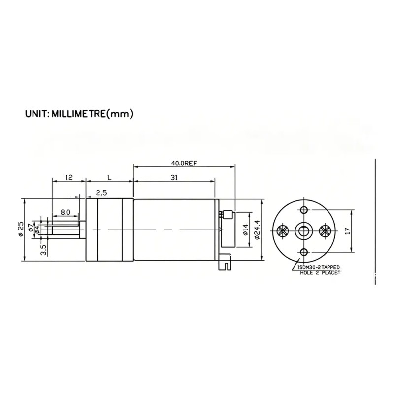Motor Cd Motorreductor Ga25-370 12v 130rpm Encoder