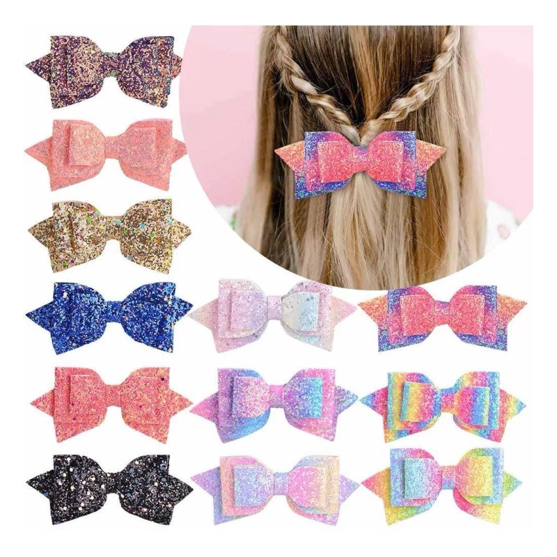 choicbaby 12 Lazos Para El Pelo Con Purpurina, Pinzas De