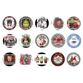 1 Inch Circle Bottle Cap images Precut Printed 15 Christmas bottle cap images bow centers
