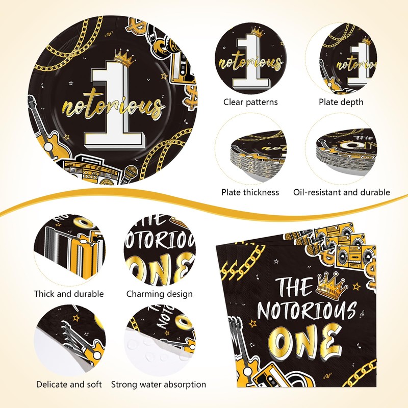 170 Pcs The Notorious One Birthday Party Decoratios for Boys,