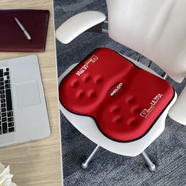 GSeat Ultra Orthopedic Gel and Foam Seat Cushion - for Coccyx, Back, Tailbone, Prostate, Postnatal, and Sciatica Pain/Discomfort - Office, Car, Chair, Travel (Cardinal Red)