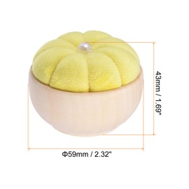 QUARKZMAN Pin Cushion with Wooden Base for Pins, Cute Small Pin Holder with Vertical Wooden Bowl for Sewing, Quilting, Crafts, DIY Crafts, Yellow