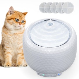 LIFETAIL Cat Water Fountain Indoor Wireless Pet Fountains for Drinking 1.8L/63oz Automatic Water Fountains for Cats and Small Dogs with Ultra-Quiet Pump and 5 Replacement Filters