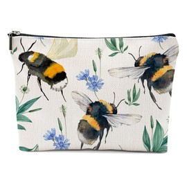 XFN Cute Bee Makeup Bag, Bee Gifts Bee Themed Gifts Cosmetic Bag Travel Pouch, Bee Stuff Bee Gift for Women Girls Daughter Sisters Coworker Friends Niece Friendship Graduation Birthday Gifts