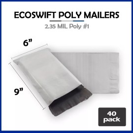 EcoSwift 40 6x9 EcoSwift Poly Mailers Plastic Envelopes Shipping Mailing Bags 2.35MIL