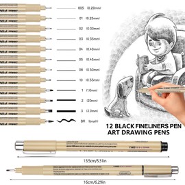Maxmoc Fineliner Pen Set, Fineliner Pens, Art Pens (Black 3)