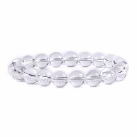 Natural Clear Quartz Gemstone 10mm Round Beads Stretch Bracelet 7" Unisex