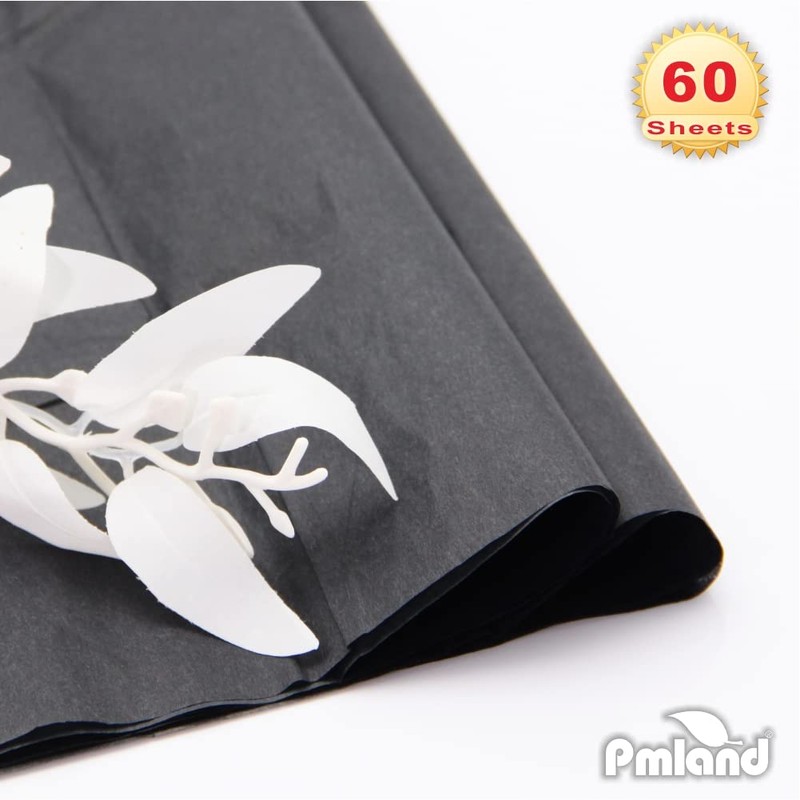 PMLAND Gift Wrapping Tissue Paper- Black Color - 20 Inches