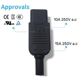 UL Approved LANZMFG 15A 250V UL IEC C13 Cord Connector 2Pack (Straight Female Black)