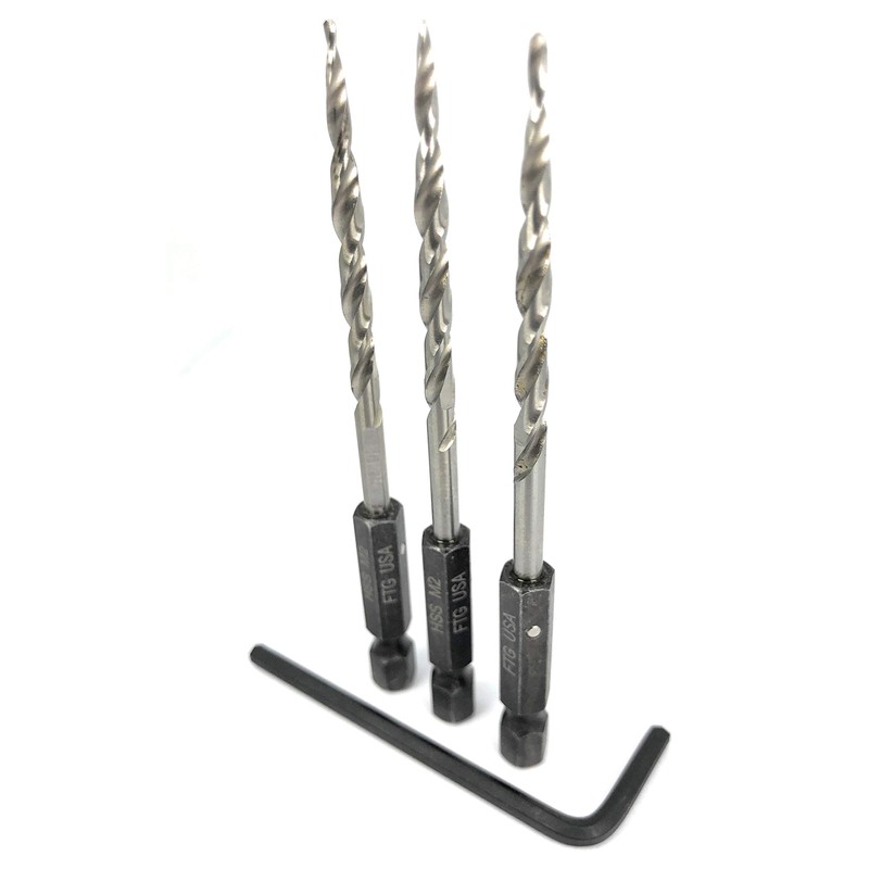 FTG USA Replacement Tapered Countersink Drill Bit Set 3 Pc