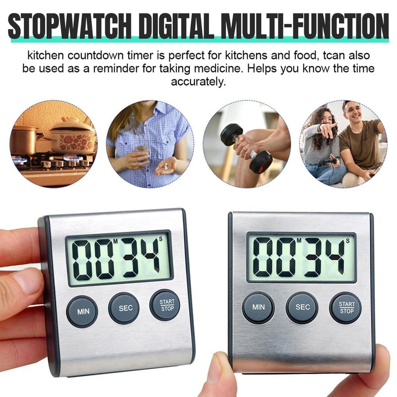Digital Kitchen Timer – 2 Pieces Digital Timer with Magnet,