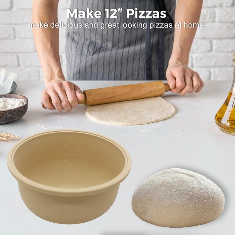 FEHNAG 4Pcs Stackable Silicone Pizza Dough Proofing Containers with Lids,Pizza