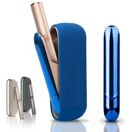 Case Compatible with IQOS ILUMA, Cover + Magnetic Faceplate, Magnetic Side Case, Soft Material Protective Cover, Accessory Bag (Dark Blue)