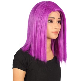 Nunique Michelle Women's Shoulder Length 14" Lace Front Straight Purple Hair Wig - Heat Resistant Fibers - Adult Fashion Wigs