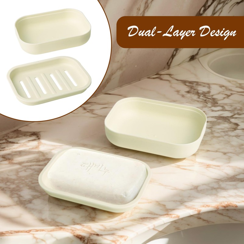 Plastic Soap Dish with Drainage Case Box Compact Waterproof Soap
