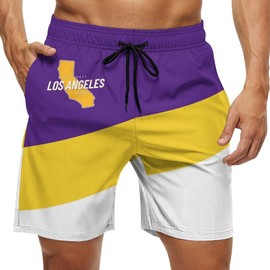 Men's Basketball Beach Shorts Casual Surf Swim Trunks Beachwear Fans Summer Quick Dry Board Shorts Pants Gift with Pockets Large