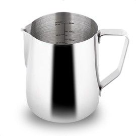 watchget Milk Frothing Pitcher 32oz/900ml - Stainless Steel Frothing Pitcher Espresso Steaming Pitcher Milk Frother Cup Cappuccino Latte Art Coffee Machine Accessories Milk Jug, Silver